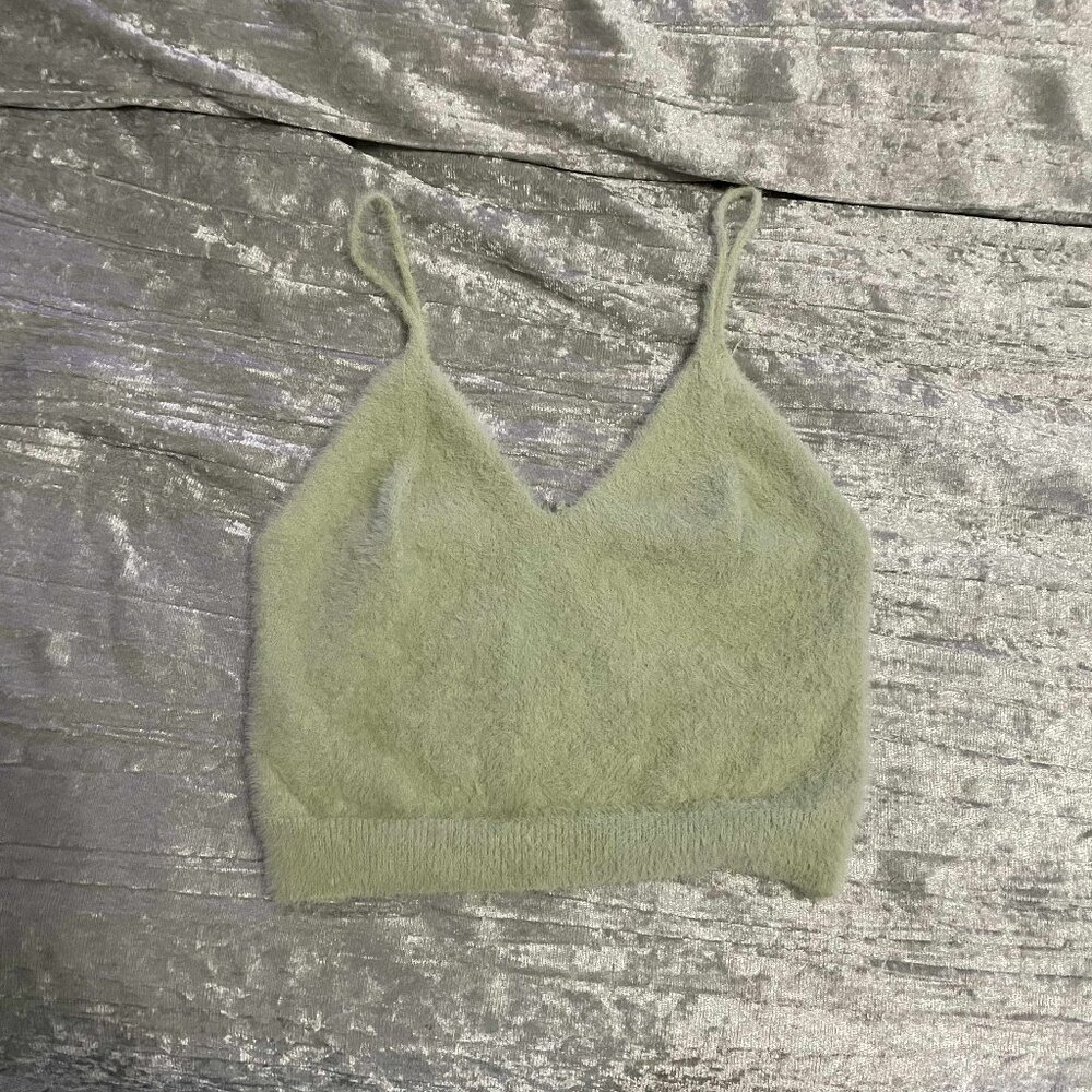 Shein Fuzzy Mint Green Crop Tank